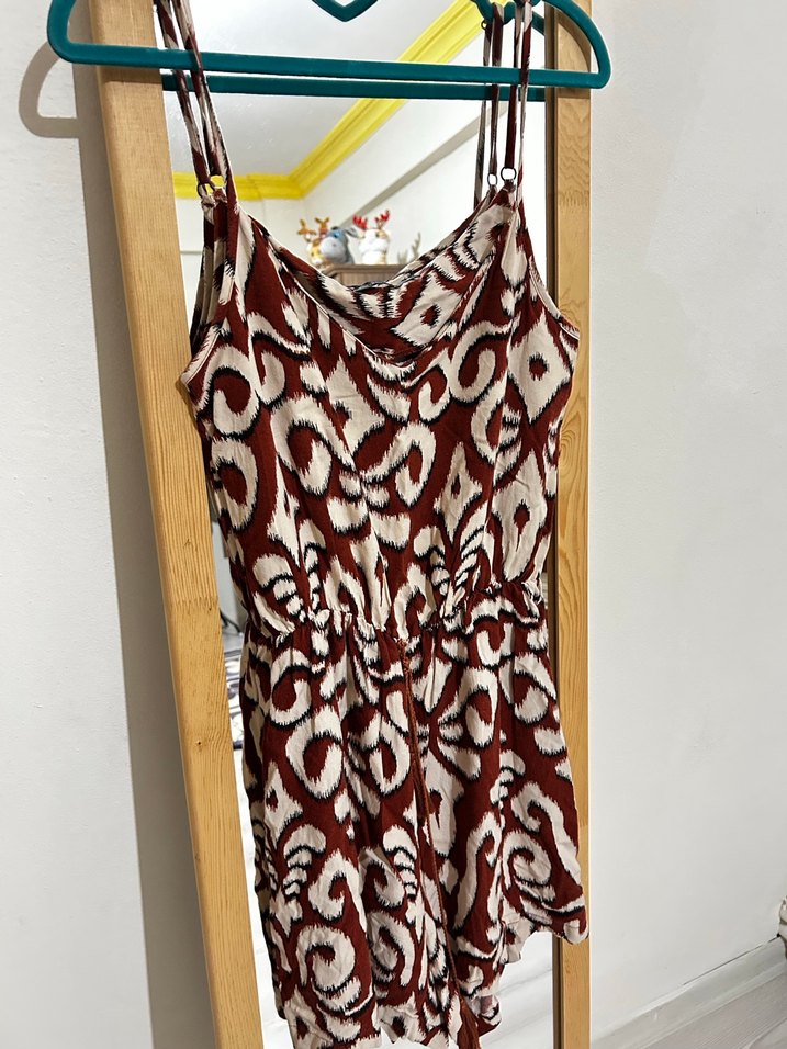 Kadın Kahverengi Bağcıklı Mini Tulum Defacto - Görsel 4