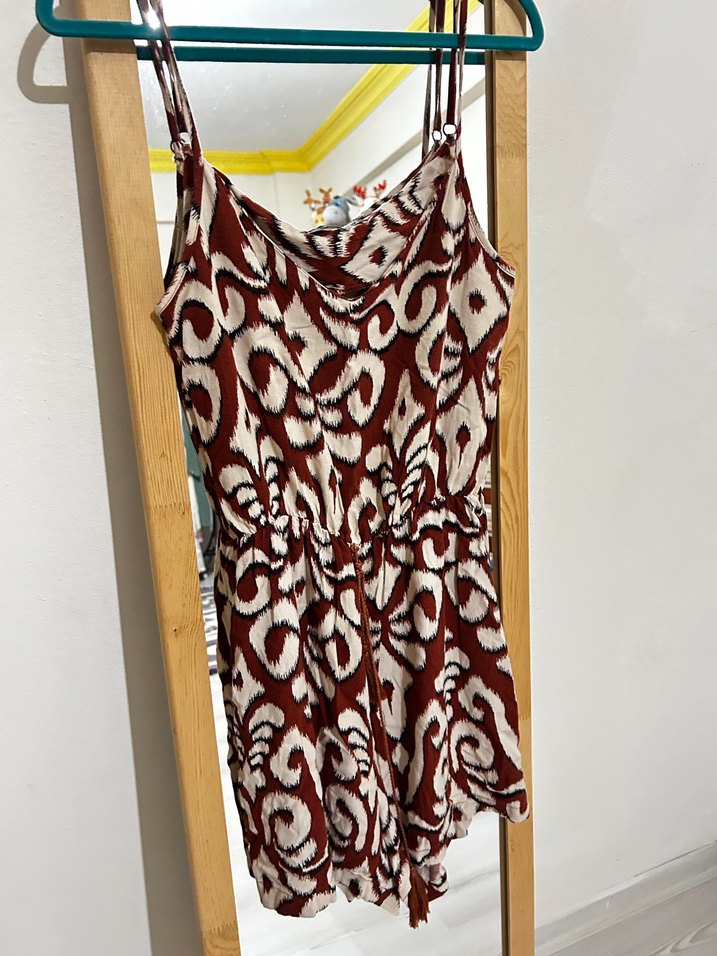 Kadın Kahverengi Bağcıklı Mini Tulum Defacto - Görsel 5