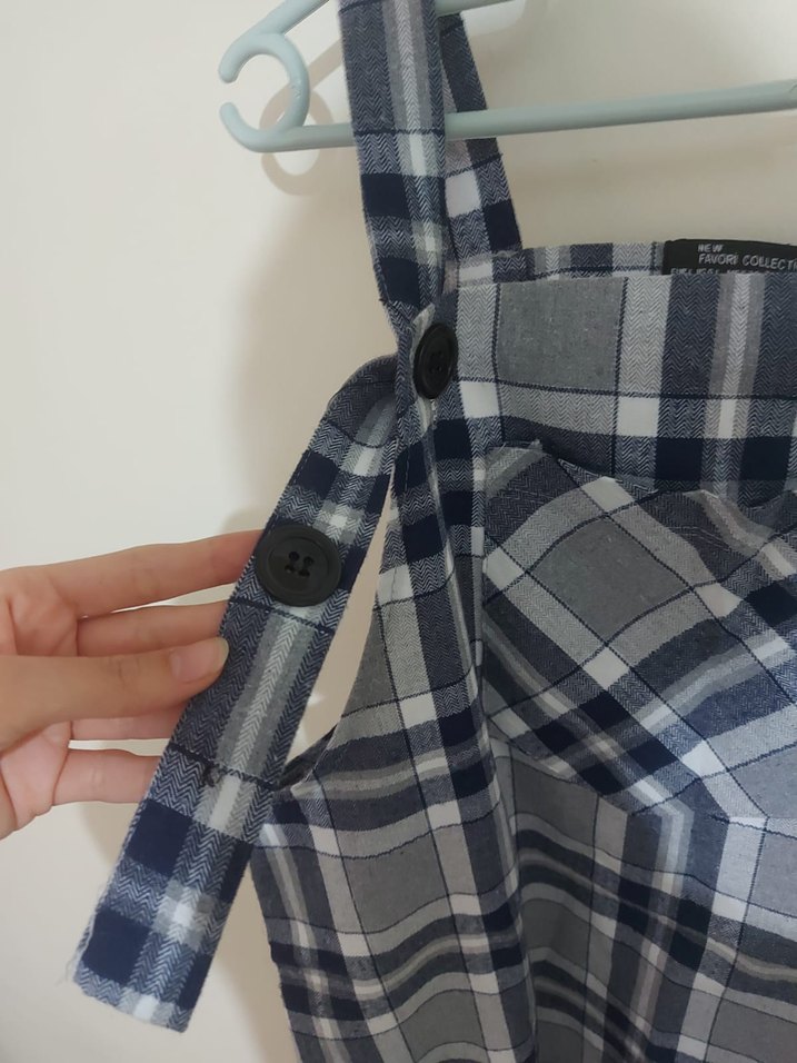 Gri Ekoseli / Kareli Salopet Elbise - Görsel 4