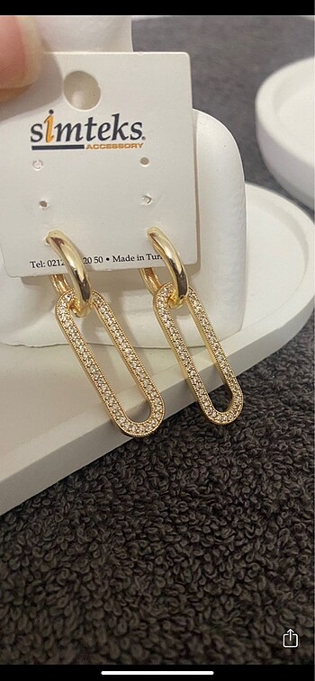 Gold ikili taşlı küpe