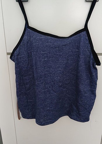 Mavi Denim Askılı Mini Crop