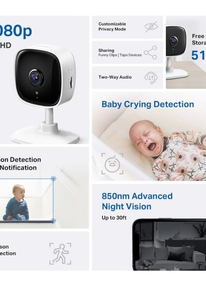 Tapo care c100 kamera güvenlik ve bebek kamerasi - Görsel 2