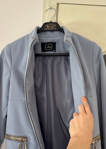 Açık mavi Midi Kadın Süet Klasik Kabanı - Görsel 3