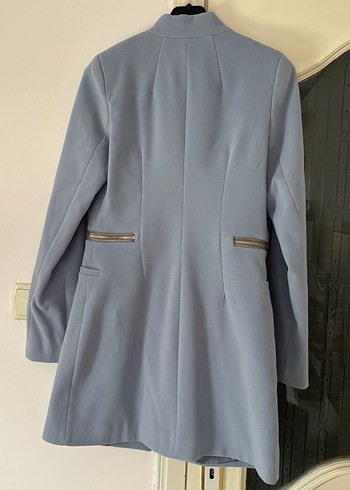 Açık mavi Midi Kadın Süet Klasik Kabanı - Görsel 2