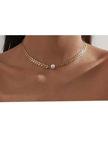 Vip Balıksırtı Zincir İnci Detay Choker Kolye