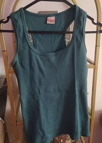 Yeşil Kadın Atlet, Kolsuz, Bisiklet Yaka - Görsel 2