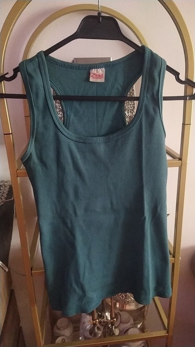 Yeşil Kadın Atlet, Kolsuz, Bisiklet Yaka - Görsel 2