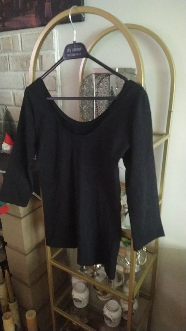 Siyah Pamuklu Uzun Kollu Kadın Bluz - Görsel 2