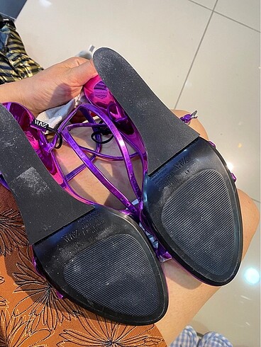 Zara Zara mor metalik topuklu ayakkabı