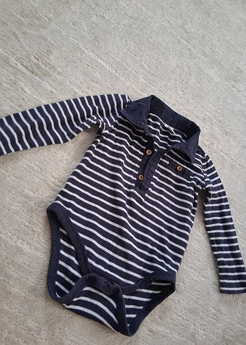 Gri Çizgili Uzun Kollu Bebek Body - Görsel 3