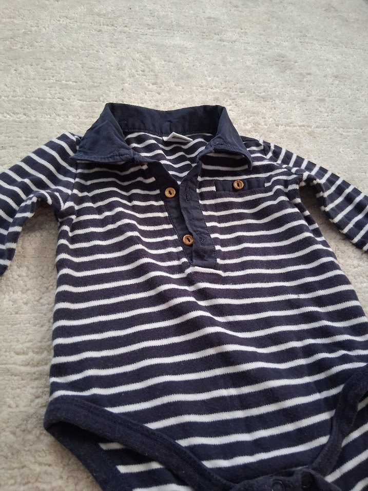 Gri Çizgili Uzun Kollu Bebek Body - Görsel 2