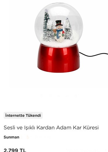 Sesli ve Işıklı Kardan Adam Kar Küresi - Görsel 3