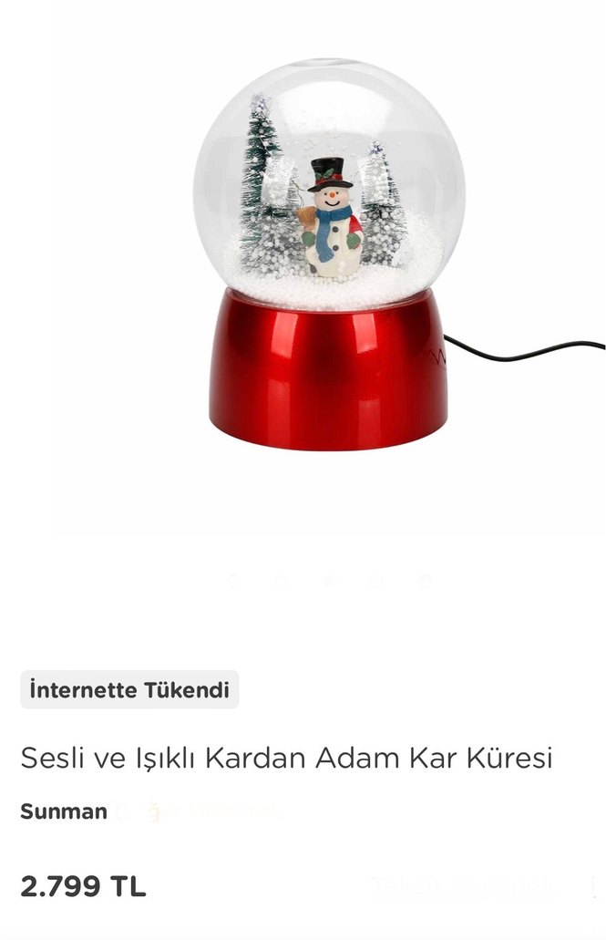 Sesli ve Işıklı Kardan Adam Kar Küresi - Görsel 3