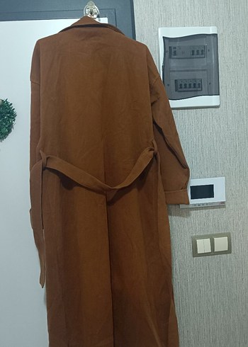 Kadın Kemerli Uzun Taba Kaşe Kaban - Görsel 2