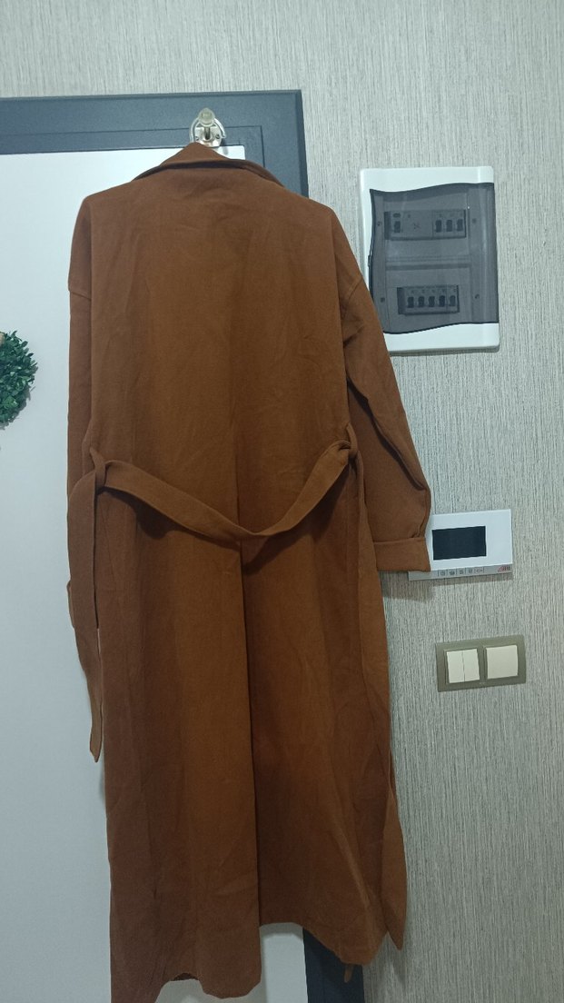 Kadın Kemerli Uzun Taba Kaşe Kaban - Görsel 2