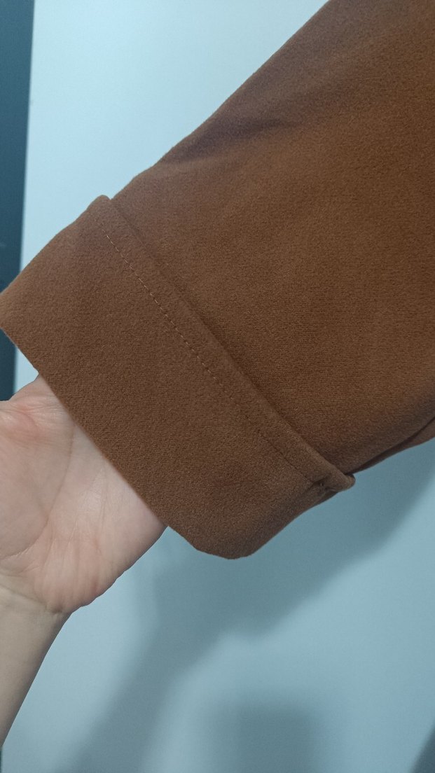 Kadın Kemerli Uzun Taba Kaşe Kaban - Görsel 4