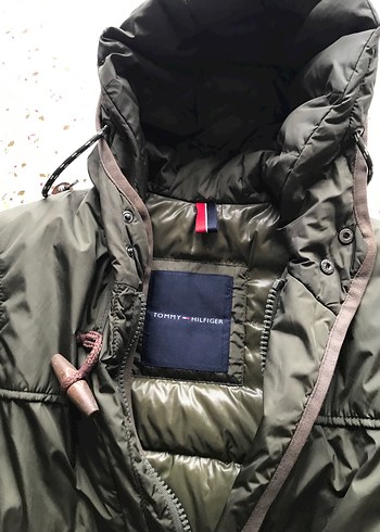 s Beden Tommy Hilfiger Düğmeli, Kapüşonlu Erkek Midi Kaban