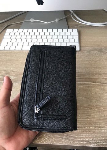 Deri Siyah Fermuarlı Kadın Cüzdanı - Görsel 6