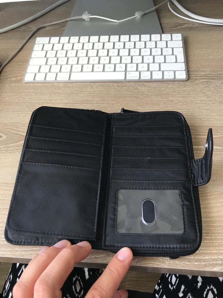 Deri Siyah Fermuarlı Kadın Cüzdanı - Görsel 4