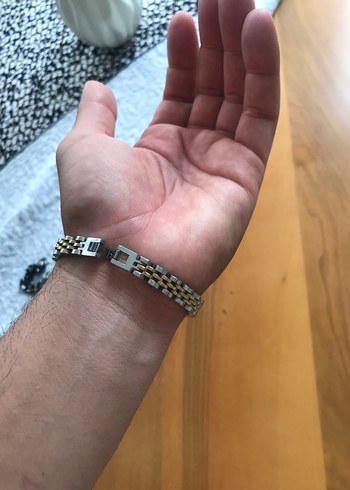 Gri Parlak Tokalı Erkek Bileklik