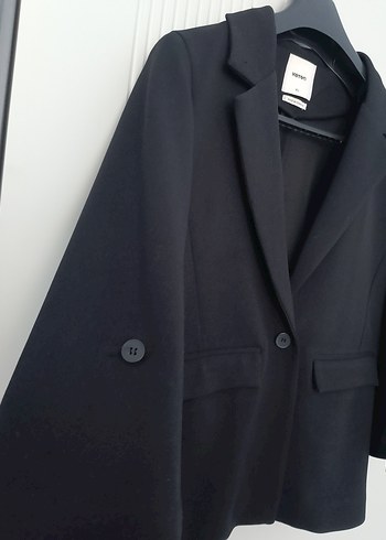 Kadın Siyah Düğmeli Midi Blazer Ceket - Görsel 2