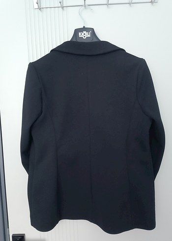 Kadın Siyah Düğmeli Midi Blazer Ceket - Görsel 3