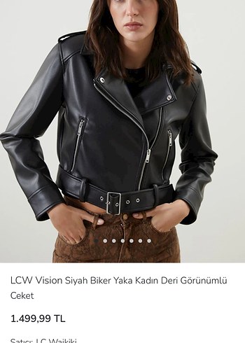 Kadın Siyah Deri ceket - Görsel 3