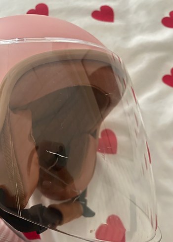 Pastel Pembe Retro Motosiklet Kaskı - Görsel 5