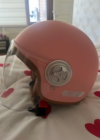 Pastel Pembe Retro Motosiklet Kaskı - Görsel 2