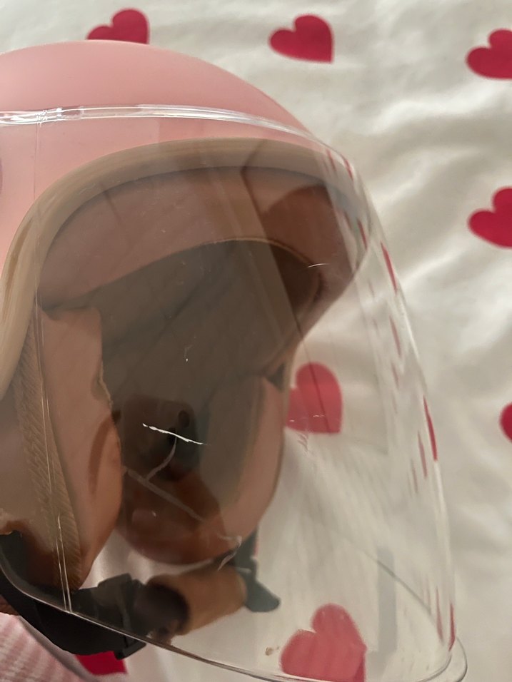 Pastel Pembe Retro Motosiklet Kaskı - Görsel 5