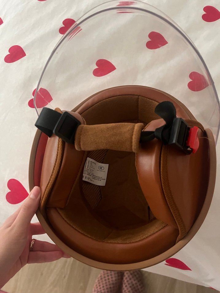 Pastel Pembe Retro Motosiklet Kaskı - Görsel 4