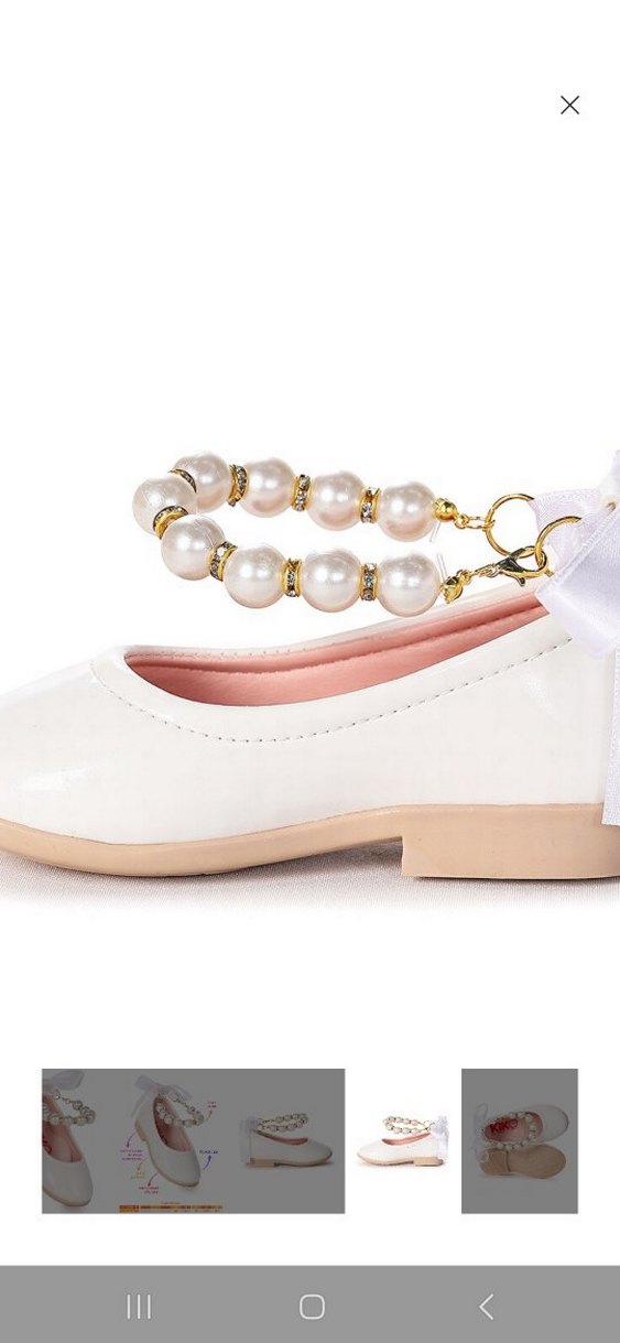 Zincir Detaylı Beyaz Kız Çocuk Babet - Görsel 2