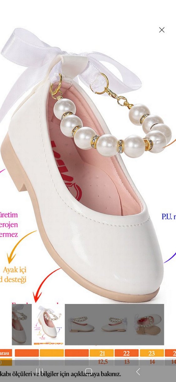 Zincir Detaylı Beyaz Kız Çocuk Babet - Görsel 4