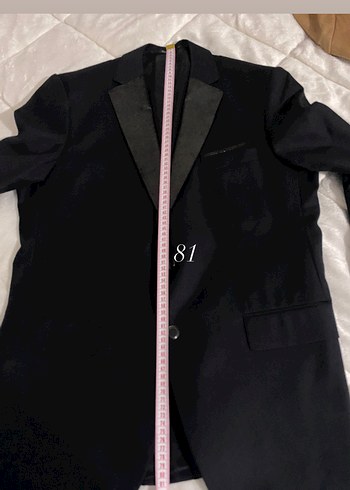 Siyah Parlak Yaka Detaylı Erkek Takım Ceketi - Görsel 5