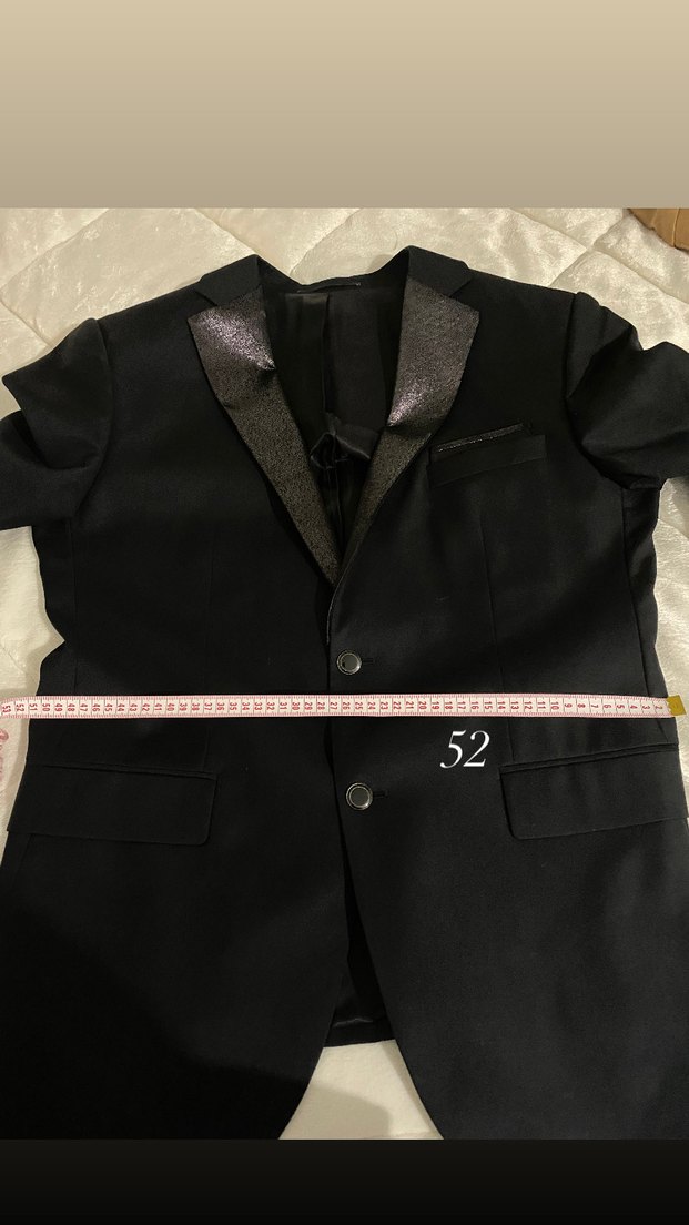 Siyah Parlak Yaka Detaylı Erkek Takım Ceketi - Görsel 4