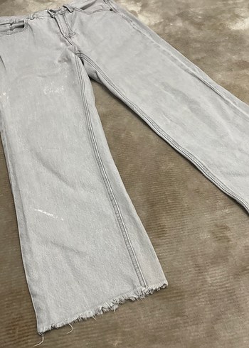 Gri Loose Fit Midi Kadın Denim Pantolon - Görsel 3