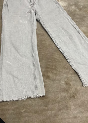 Gri Loose Fit Midi Kadın Denim Pantolon - Görsel 2