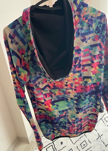 Kadın Çok Renkli Desenli Fermuarlı Ceket - Görsel 2