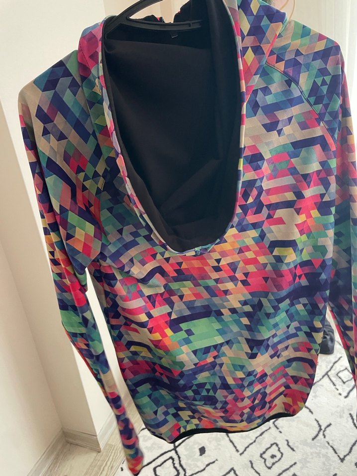 Kadın Çok Renkli Desenli Fermuarlı Ceket - Görsel 2