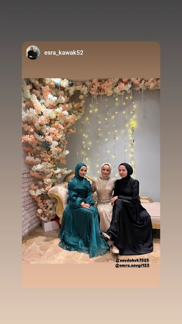 Uzun yeşil Saten Tesettür Abiye - Görsel 4