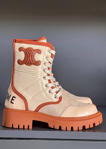 Celine Bej Kadın Blok Topuklu Kemerli Street Style Bot