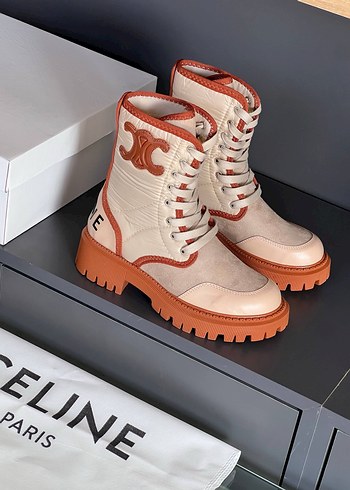 Bej Kadın Blok Topuklu Kemerli Street Style Bot