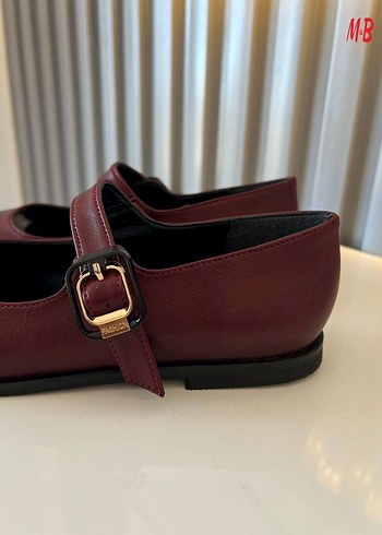 Bordo Deri Tokalı Kadın Babet