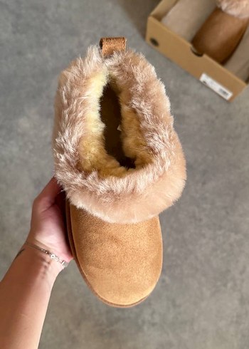 Ugg Bej Süet Platform Topuklu Kadın Botlar - Görsel 4