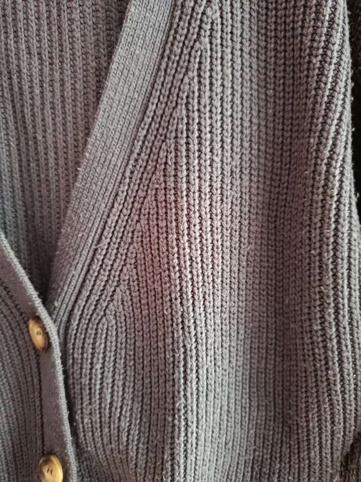 Gri V Yaka Örgü Salaş Hırka - Görsel 5