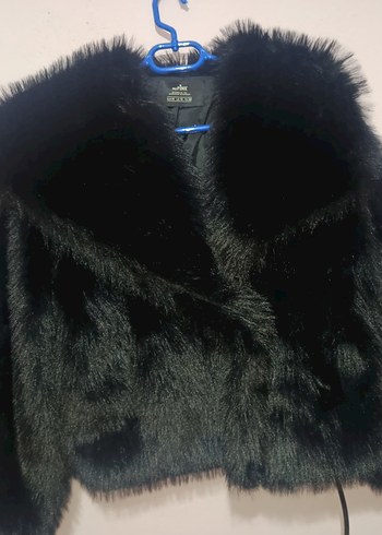 Siyah Kadın Kürk Detaylı Midi Ceket - Görsel 3