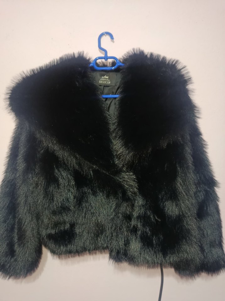 Siyah Kadın Kürk Detaylı Midi Ceket - Görsel 2