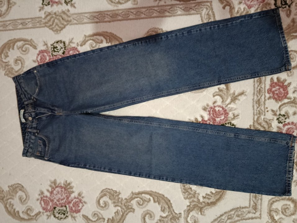 Kadın Mavi Bol Kesim Midi Kot Pantolon - Görsel 3