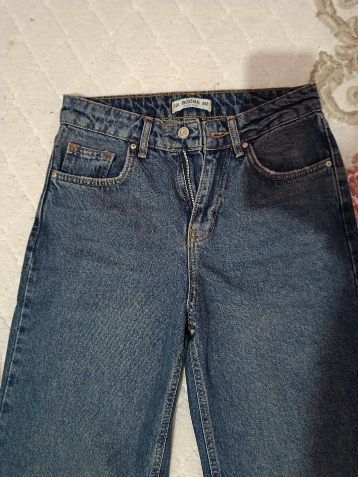 Kadın Mavi Bol Kesim Midi Kot Pantolon - Görsel 2