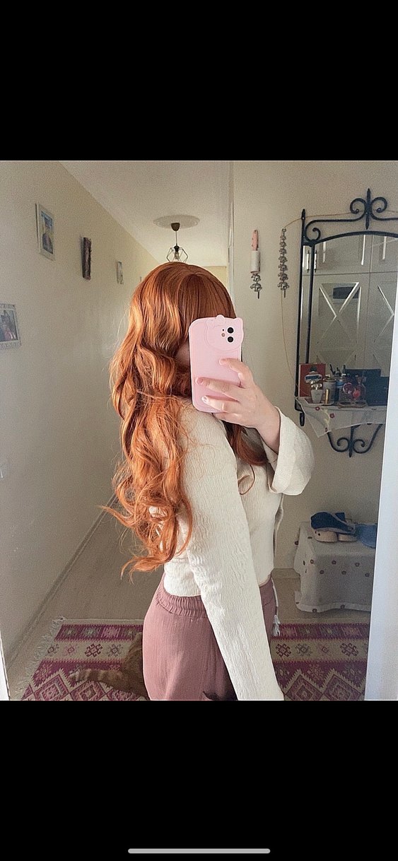 Turuncu Bakır Uzun Peruk - Görsel 3